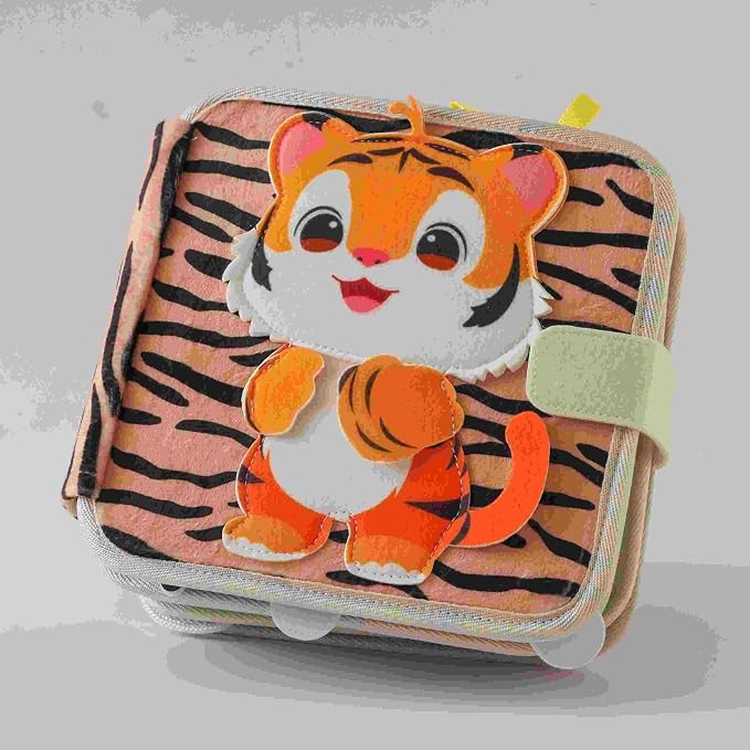 GOODMOM Busy Book for Toddlers Age 1-3 - Interactive Quiet Felt Activity Book with Hide-and-Seek Tiger, Travel Toys for Kids, Learning Toys, Fine Motor Skills,