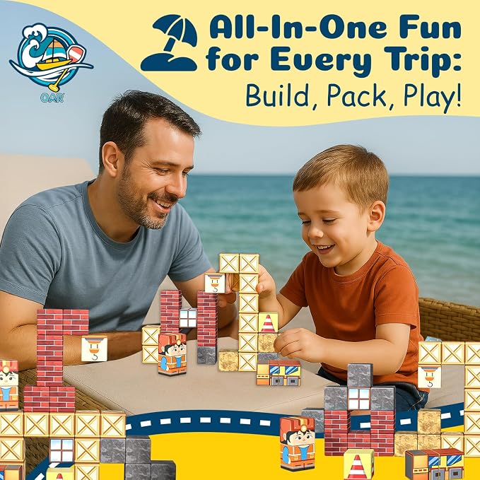 OAR 35PCS Magnetic Blocks for Toddler Ages 3-8 STEM Construction Travel Toy | 35 Strong Magnetic Cubes In An Iron Box Grow Fine Motor Skills, Problem-Solving And Focus; Screen-Free STEM Fun For Travel