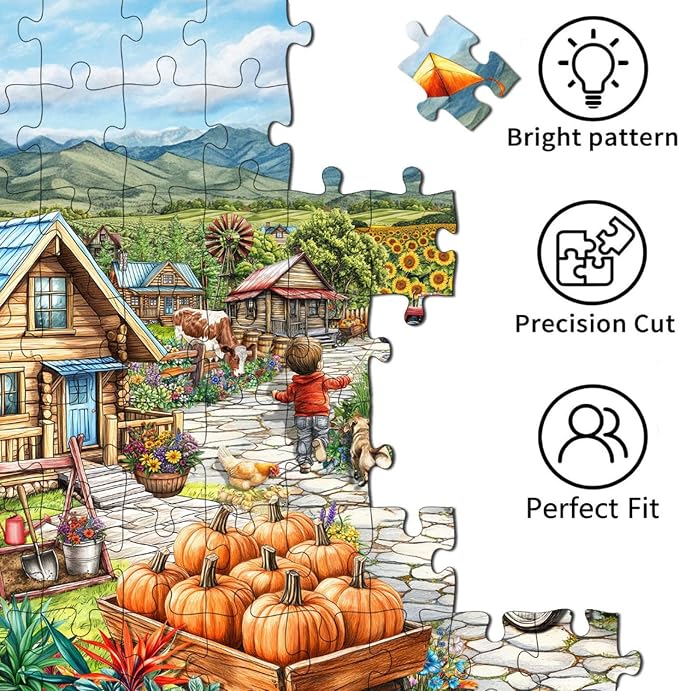 200 Pieces Jigsaw Puzzles for Kids and Adults-Rural Farm Series | Puzzles for Kids Ages 6-8 8-10 Year Old, Learning Educational Toys for Boys and Girls Ages Puzzle for Kids Teens Seniors