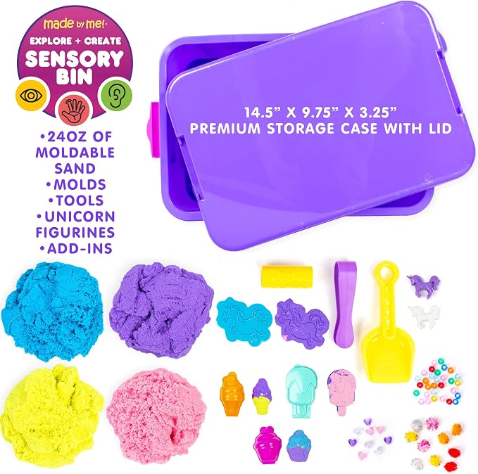 Made By Me Explore + Create Unicorn Sensory Bin - Sensory Bins for Toddlers - All-in-One Tactile Sensory Toys - Learn Through Play Toys - Unique Fine Motor Toys & Magical Sensory Experience