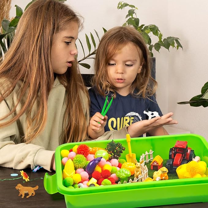 Cinrobiye 159 Pcs Farm Animal Learning Activity Set, Farm Sorting Game with Barnyard Animals, Fine Motor Activities, Preschool Learning Activities, Classroom Learning Centers, STEM Educational Games