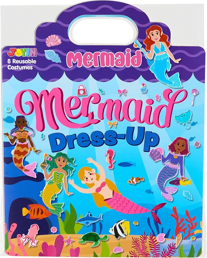 JOYIN Mermaid Dress-Up Reusable Sticker Book for Toddlers, 3D Sticker Book for Kids 3 4 5, Travel Essentials, Airplane Activity Toys, Crafts Gifts, Birthday Gifts
