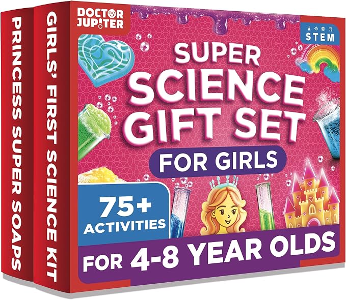 Doctor Jupiter Super Science Gift Set for Girls Ages 4+, Birthday Gift | Set of Girls' First Science Kit & Princess Super Soaps, 75+ Activities, Birthday Gift Ideas for Girls Ages 4,6,7,8, STEM Toy