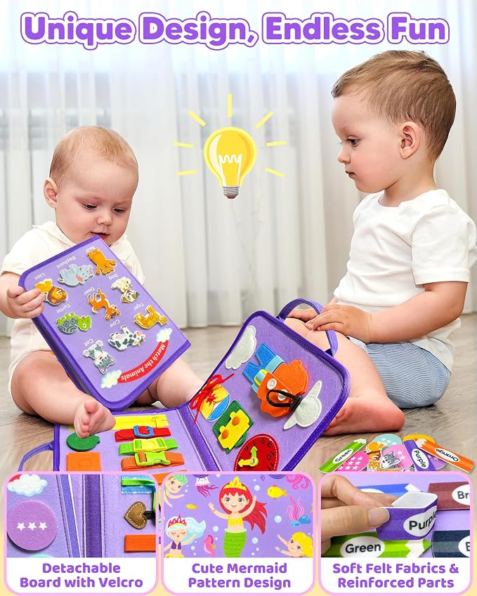 Walenty Busy Board Montessori Toys for Toddler Girl Boy Birthday Gifts | Busy Book for Toddlers, Learning Educational Toy, Airplane Car Travel Toy, Fine Motor Skills Sensory Toys, Toddler Activities