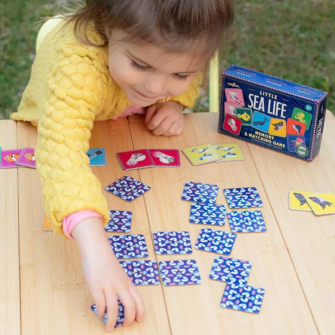 eeBoo Little Sea Life Memory & Matching Game, Ages 3+, 1-4 Players | Introduces whales, jellyfish & marine life. Sharpens recognition, concentration & memory skills. Includes 36 tiles, 18 pairs