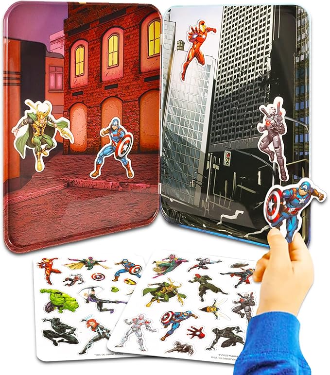 Avengers Magnetic Creations Toy - Bundle with 40 Avengers Magnetic Play Pieces Plus Stickers and More for Kids, Toddlers