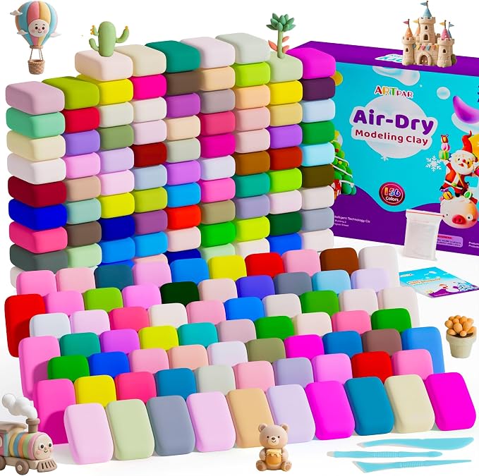 A‌RTPAR Air Dry Clay 156 Colors,Modeling Magic Clay for Kids Bulk Craft Kit | Soft & Non Sticky,Ultra Light,Art & Crafts Supplies for Classroom Projects, Creative Toys Family Party Games for Boys & Girls