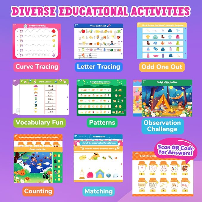 JoyCat Seek & Find Game Book, Educational Toys for Girls Ages 3-6 | Preschool Learning Activities for Toddlers & Kids, Christmas Road Trip Travel Toys for Car & Airplane, Gifts for 3-6 Olds