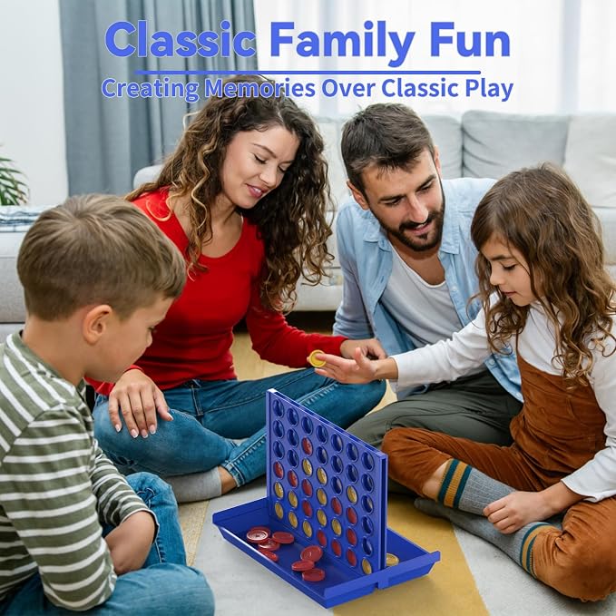 Pup Go 4 in a Row Connect Board Game for Kids 3+, Family Games for Children | Standard Size Connect Board Games for Adults, Party Game, 2 Player Strategy Game for Children, All-in-1 Storage 6 Spare Discs