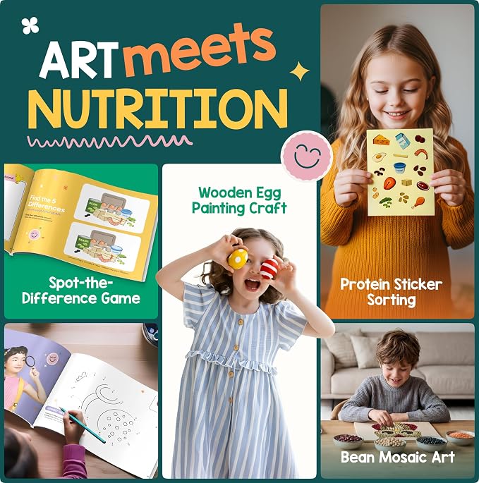 Baketivity Powerful Proteins Kids Nutrition Kit STEM Birthday Gift for Kids | Includes Recipes, Activity Booklet, and Protein-Themed Challenges an Educational Food Learning Kit for Homeschool Activities
