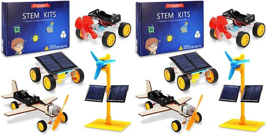 STEM Building Toys for Kids Ages 8-12, Science Experiments & Solar Car Projects (Pack of 2)