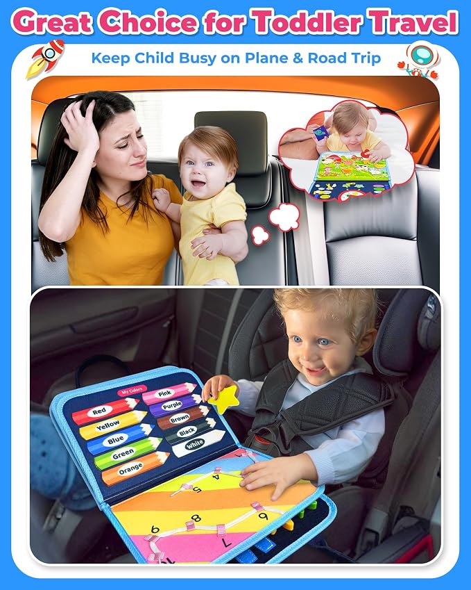 Busy Board Montessori Toys for Toddler Boy Girl Gifts Busy Book | Sensory Toys, Airplane Car Travel Toy, Learning Educational Toys, Activity Book, Toddler Activities, Fine Motor Skills