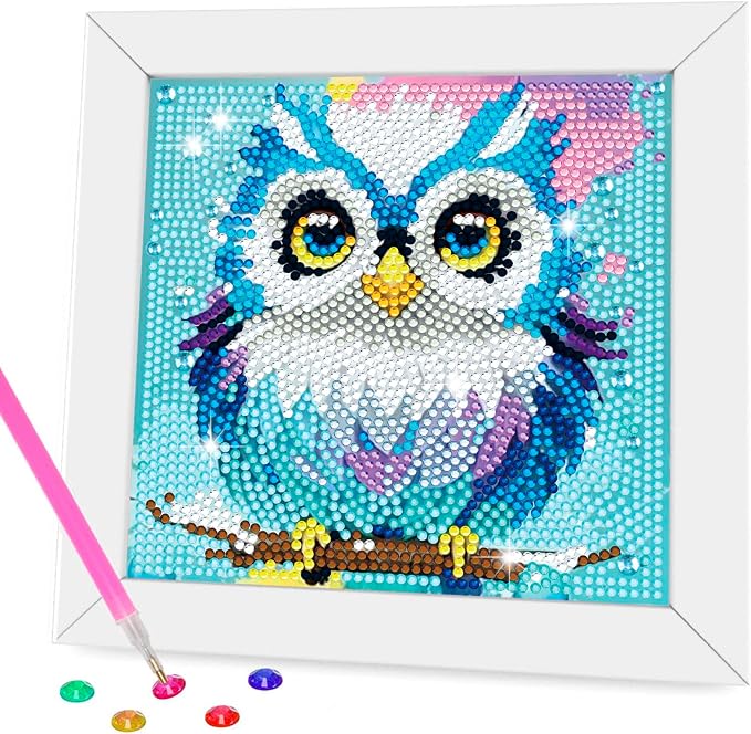 Nardoll Diamond Art Kits for Kids - Arts and Crafts for Kids Ages 4-8-12 - Dimond Art Painting with Wooden Frame - GEM Art for Girls Gifts Boys Adults Beginners Home Wall Decor(7x7inch)