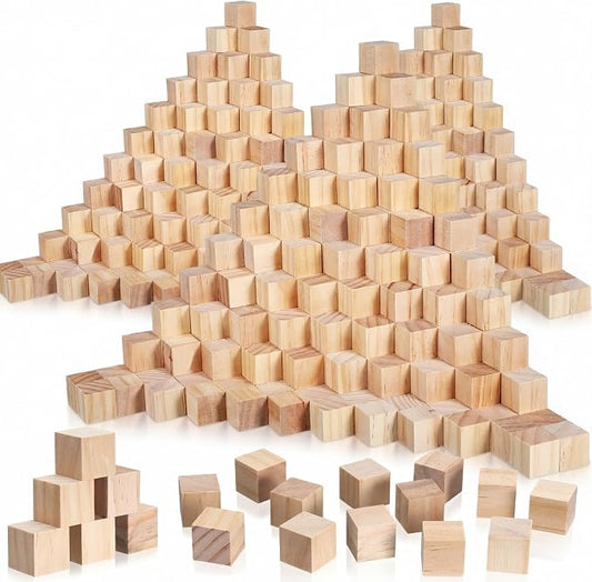 Barydat 650 Pcs 1 in Wooden Cubes, Unfinished Wooden Blocks for Crafting Natural Craft Wood Square Blank Cube for DIY Project Baby Showers
