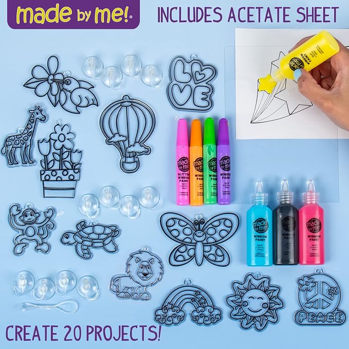 Made By Me Create Your Own Window Art, Paint Your Own Suncatchers, DIY Arts & Crafts Idea, Craft Kits for Kids, Crafts for Kids & Toddlers, Toddler Arts and Crafts