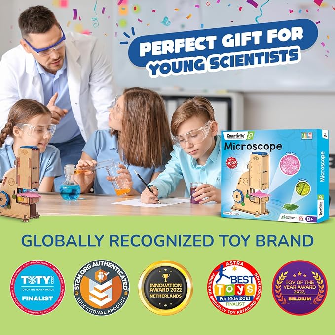 Smartivity DIY Microscope 100x Zoom STEM Toy for Kids 8-14 | Real Working Microscope | STEM Science Kit for Students | Birthday Gift for Boys & Girls Ages 8-14 Years