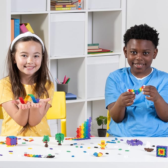 PLUS PLUS Basic Mix Tube - Mini Interlocking Building Blocks Set | Sensory Bin Fillers, Math Manipulatives, Classroom Must Haves, Kids Airplane Activities, Christmas Stocking Stuffers for Kids
