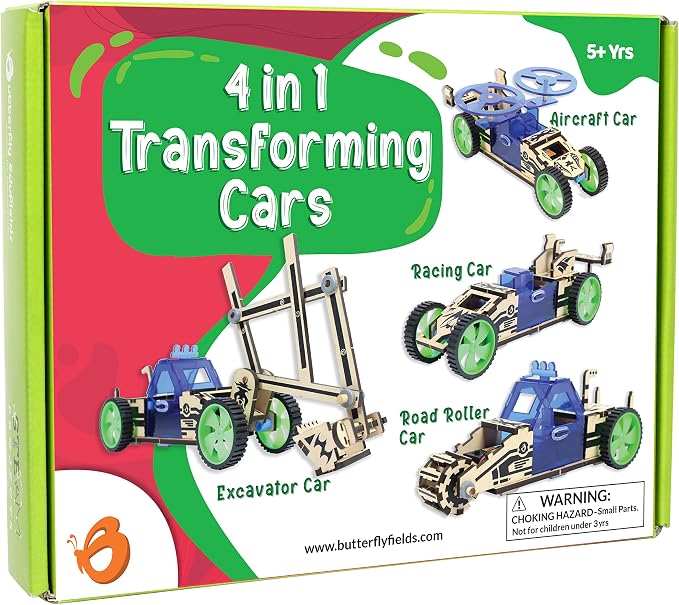 ButterflyEdufields 4in1 Cars Educational STEM Kits for Kids Ages 6-8-10-12 | Building car toys for boys | DIY 3D Wooden Puzzles car, Educational STEM Toys | Birthday Gift Toys for Ages 67 8 9 10 11 12