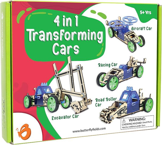 ButterflyEdufields 4in1 Cars Educational STEM Kits for Kids Ages 6-8-10-12 | Building car toys for boys | DIY 3D Wooden Puzzles car, Educational STEM Toys | Birthday Gift Toys for Ages 67 8 9 10 11 12