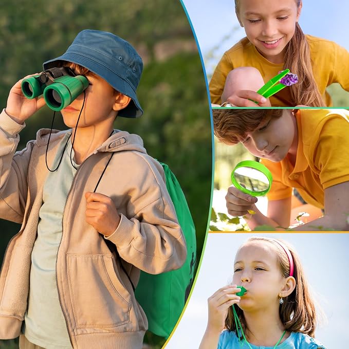 Kids Explorer Kit & Bug Catcher Kit, 7 Pcs Kids Outdoor Exploration Set | Camping Gear with Backpack & Binoculars, Ideal Outdoor Adventure Toys for Boys Girls 3-12