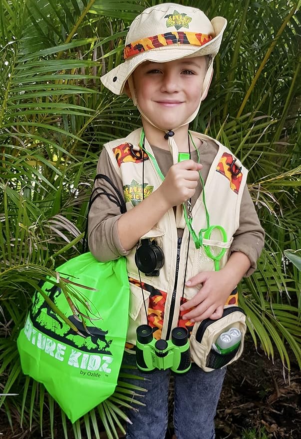 Adventure Kidz Outdoor Exploration Kit, Children’s Binoculars with Case, Flashlight, Compass, Whistle, Magnifying Glass, Backpack. Great Kids Gift Set for Camping, Hiking, STEM and Pretend Play | Binoculars, Flashlight, Compass, Fox Whistle, Magnifying...