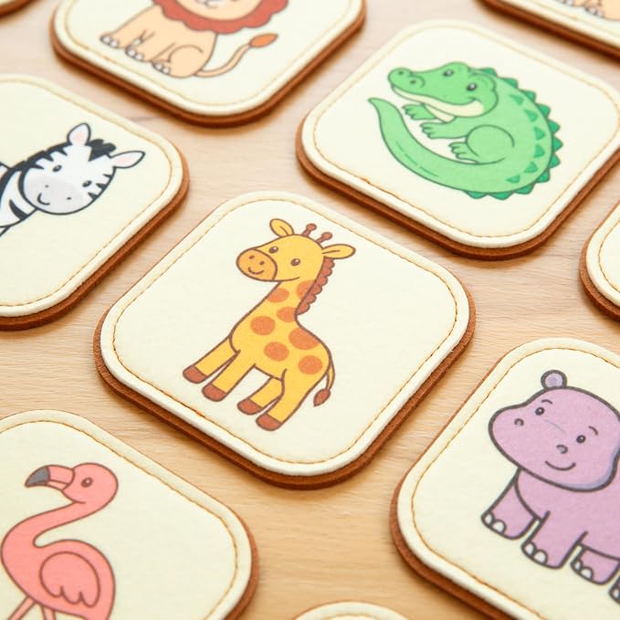Felt Safari Matching Game for Toddlers – Wild Animal Memory Game & Flash Cards – Soft and Safe for Ages 1+ – Montessori Preschool Learning Activity – Educational Safari Toy for Boys & Girls
