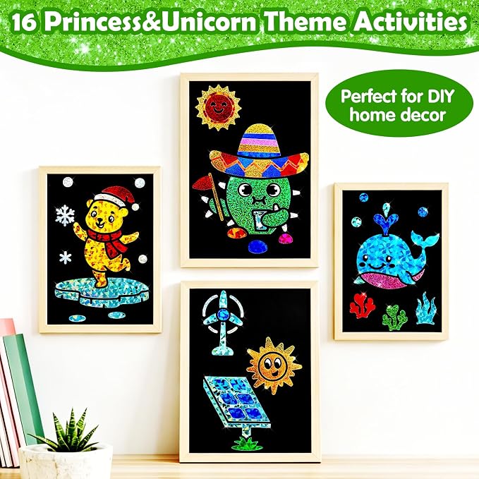 FUNNYB&G Foil Art Craft Kit for Kids, Sparkly Birthday Gift Toy for Kids | No Mess, Kids Ages 4-10 Create Sparkling Artwork, A Creative Gift for Birthdays, Holidays, Travel Activities,Screen-Free Fun