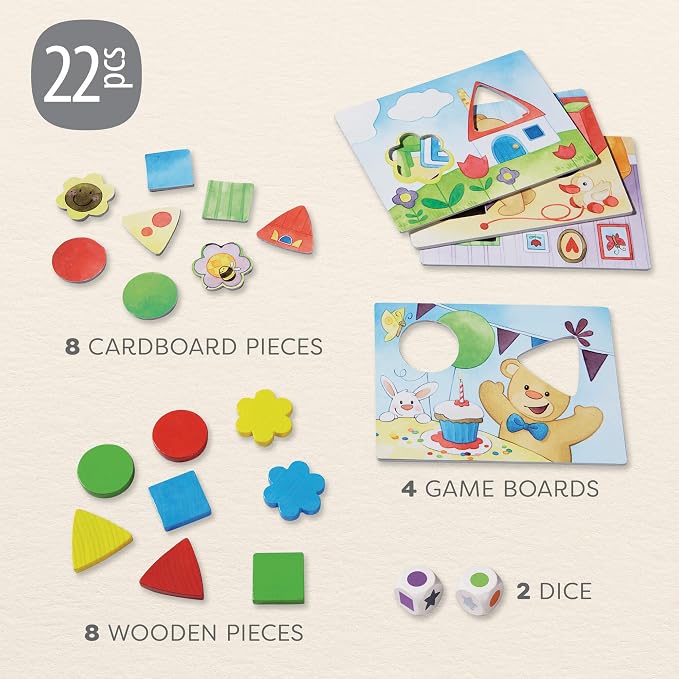 HABA My Very First Games – Teddy’s Colors & Shapes Educational Games & Toddler Activities with Wooden Pieces for Learning Colors, Shapes & Turn-Taking