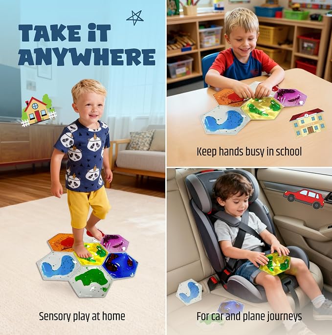 Jumble Comb Hexagon Liquid Motion Sensory Fidget Toy | Liquid-motion sensory toy for ages 3-8 with autism, ADHD or sensory needs; supports focus and visual stimulation.