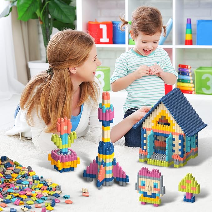 Tigerhu 1120pcs Building Blocks Set,Educational STEM Building Toy | Construction Block Toys Set Learning Playset Kit for Boys Girls, Child Brain Development Preschool Kindergarten Toy Age 3+