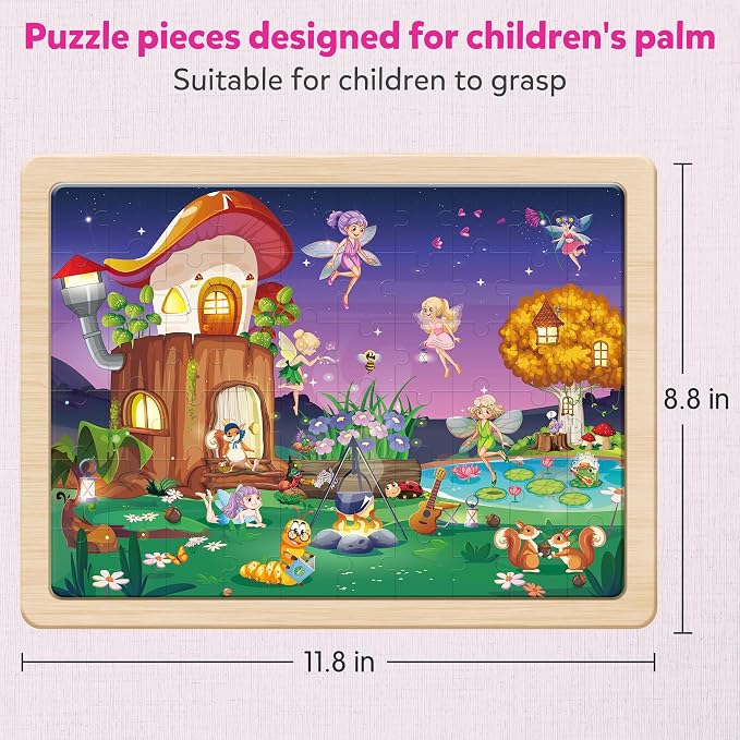 SYNARRY Unicorn Mermaid Princess Fairy Wooden Puzzles for Kids Ages 4-6, 6 Packs 60 PCs Jigsaw Puzzles for Kids Ages 4-8, Preschool Toys Gifts for Toddlers 3-5, Wood Puzzles for 3 4 5 6 Year Old Girls | 60-Piece Puzzles for Kids Ages 4-6, Puzzles for K...