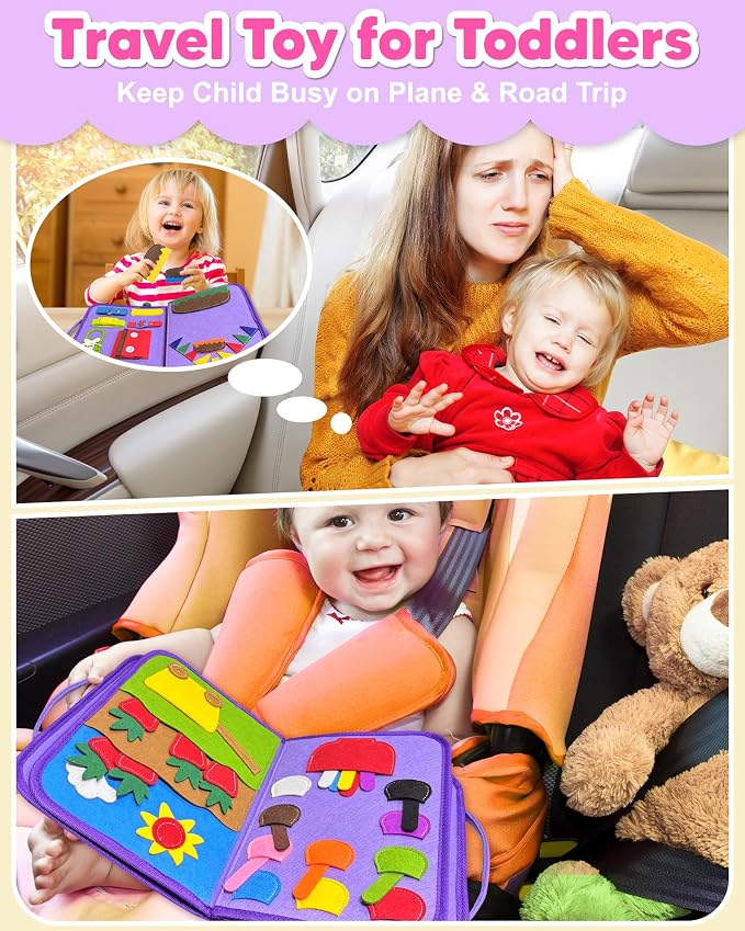 Busy Board Montessori Toys for Toddler Boy Girl Gifts Busy Book | Airplane Car Travel Toy, Learning Educational Toys, Activity Book, Toddler Activities, Sensory Toys, Fine Motor Skills