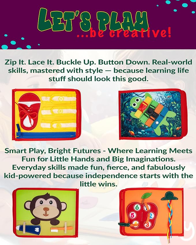 HappyVk - My Quiet Book - Montessori Travel Toys - Busy Book for Toddlers | Hands-On Learning Fun Montessori Busy Book, Toddler Learning Toys with Soft Felt Pages, Travel-Friendly & Quiet Time.