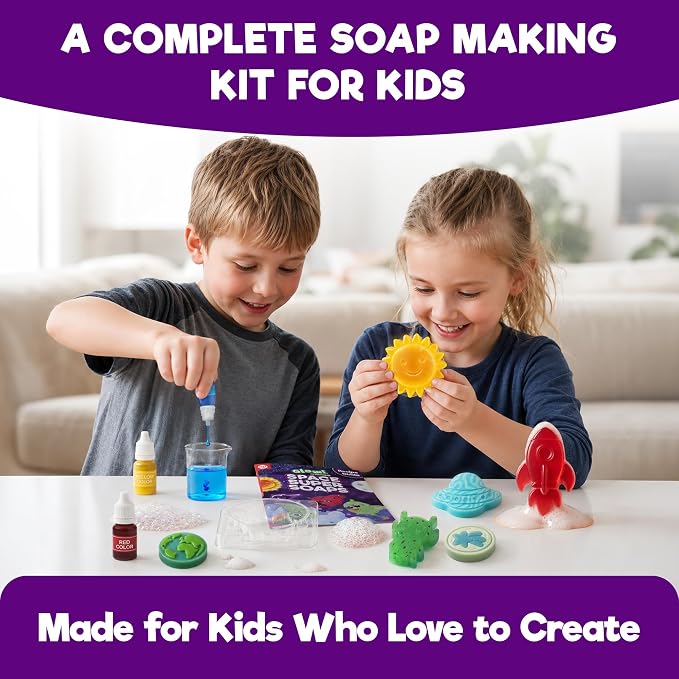 Doctor Jupiter Glow in The Dark - Space Soap Making Kit for Kids Ages 6+ | Birthday Gift Ideas for Boys & Girls 6,7,8,9,10 Year Olds, Science Kits for Kids Ages 5-7-8-12, STEM Space Toys, DIY Craft