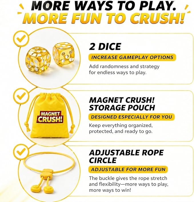 Magnet Crush Magnetic Strategy Board Game for Kids & Adults, Fun Tabletop Magnet Placement Game, STEM Educational Toy, Family Party Game, Travel Game, Puzzle Brain Teaser, Gift for Ages 9+