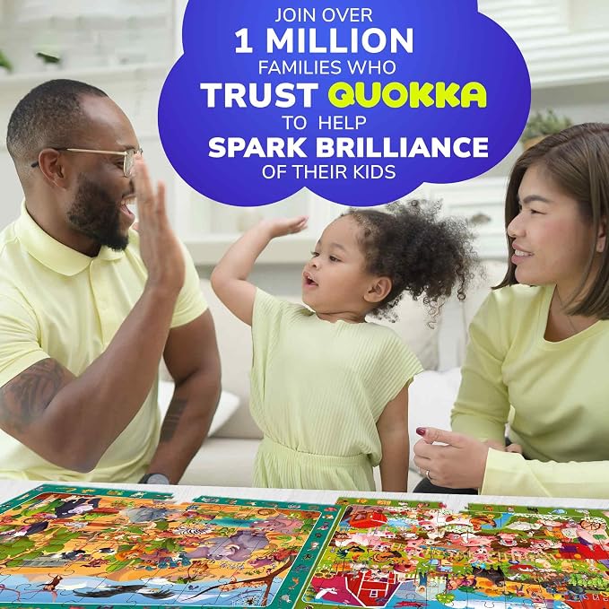 60 Piece Puzzles for Kids Ages 4-6 - 4-Pack Toddler Jigsaw Puzzles Ages 3-5 | Search and Find Animals Jigsaw Puzzle Ages 6-8 - Learning Toys - Educational Games Gift for Boys and Girls