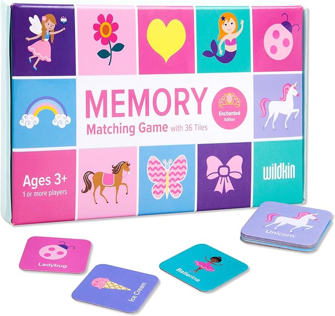 Wildkin Memory Matching Game – 18 Educational Pairs for Toddlers & Preschool - Enchanted
