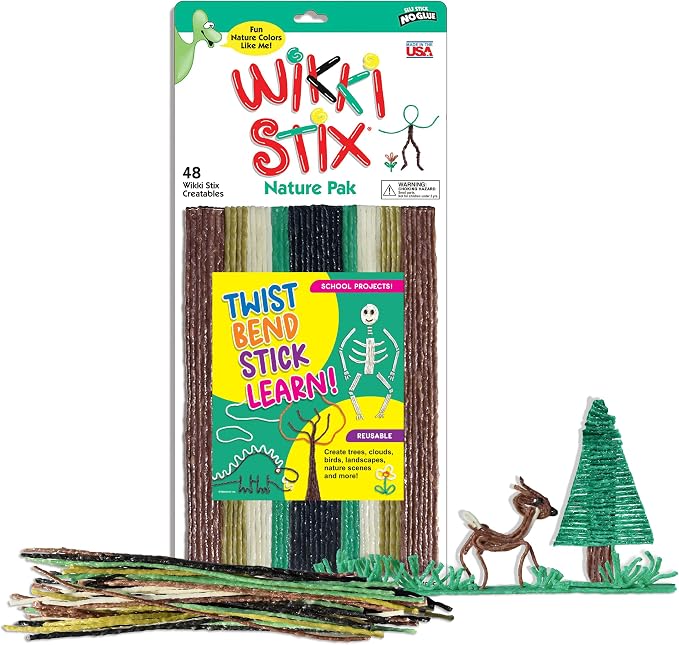 Arts and Crafts for Kids Triple Play Pack, Non-Toxic, Waxed Yarn, Fidget Toy, Reusable Molding and Sculpting Playset, American Made by Wikki Stix, 3 Color Sets, 144 Count