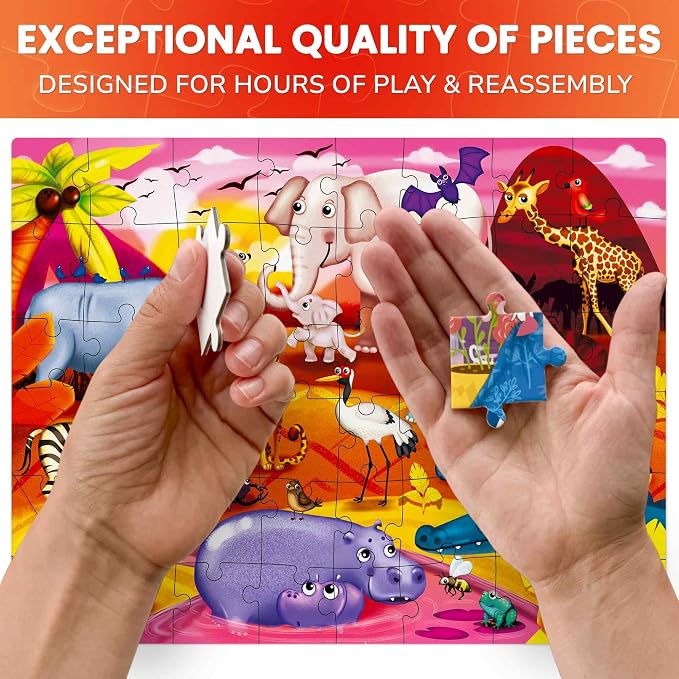 48 Piece Puzzles for Kids Ages 4-6 - 4 Jigsaw Kids Puzzles Ages 3-5 | Farm Animals Learning Puzzles for Preschool Kids Ages 4-8 - Educational Children Toy for Boys and Girls
