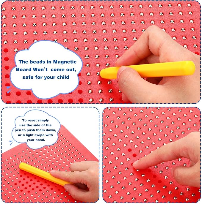 Yexiya 3 Pcs Magnetic Drawing Board for Kids, Toddler Travel Drawing Kit Magnet Sketch Thread Board with Stylus Pen and Beads Toy for Child Quiet Time Activities (7 x 8.5 Inches,Multicolor)