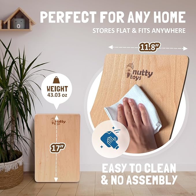 NUTTY TOYS Montessori Wooden Wobble Board for Kids & Adults -100% Natural Wood Balance Board, Waldorf Toddler Balancing Toy, Unique Boy Girl Open Ended Toy Best Valentines Day & Easter Gifts Idea 2026
