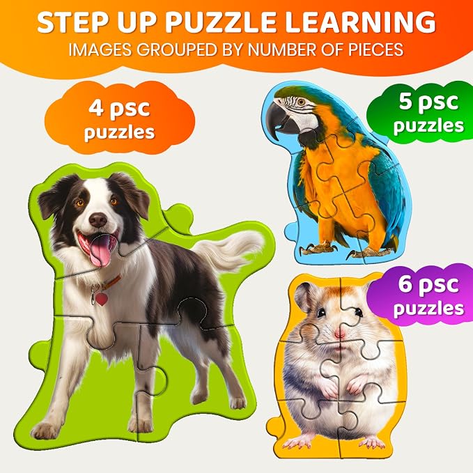 QUOKKA Step Up Magnetic Puzzles for Toddlers 1-3, Animals Puzzle Set in One Book, Travel Games for Kids 3-5, Screen Free Toy for Toddlers and Preschoolers