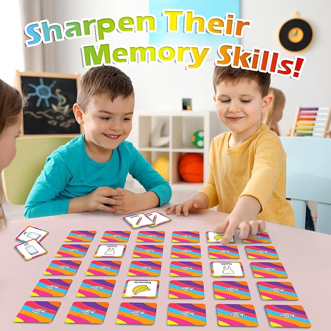 Aizweb First Words Match Game,Memory Game,52 Pcs Toddler Baby Flash Cards,Educational Toys for Pre K Preschool Kindergarten Learning Activities,Speech Therapy Materials Classroom Must Haves