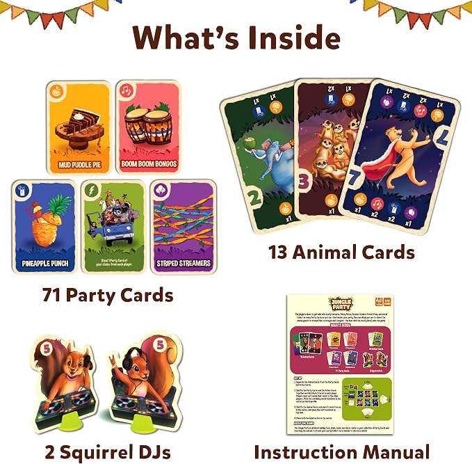 Skillmatics Card Game – Jungle Party, Fun Family Card Game, Fast-Paced | Game of Strategy & Luck, Party Game, Screen-Free, Gift for Girls & Boys Ages 7, 8, 9 & Up