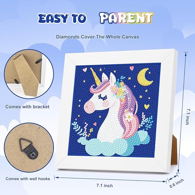 Diamond Art Kits with Wooden Frame - Arts and Crafts - Dimond Art Painting by Numbers - GEM Art for Beginners Adult Home Wall Decor
