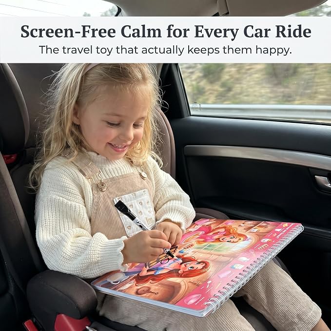 Fun Search and Find Books for Kids 3-5 - Cute Road Trip Game for Girls 4-8 | Magical Princess, Unicorn and Mermaid Scenes W Markers - Essential Travel Activity for Hours of Fun on Car Rides and Planes