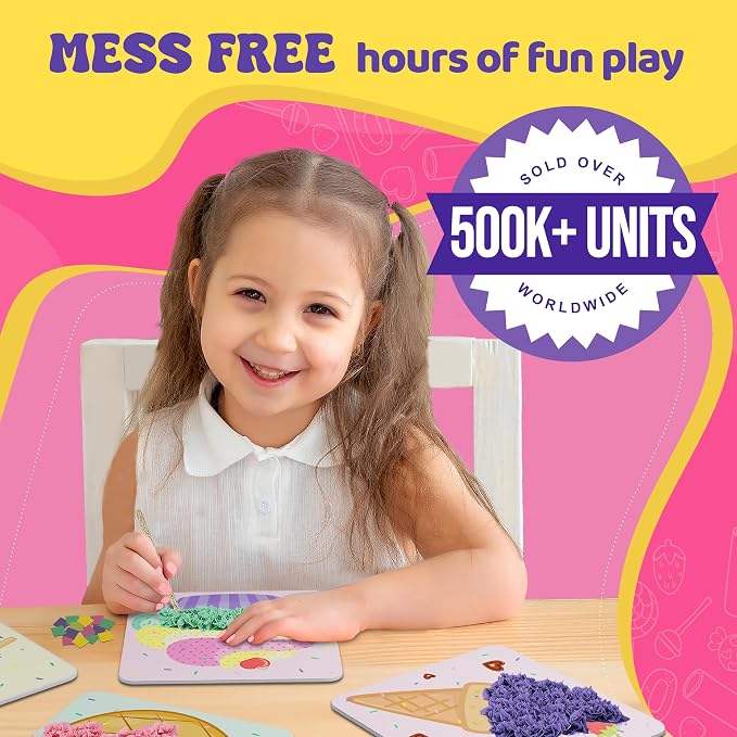 jackinthebox Poke Art Candyland Crafts Kits for Kids, Girls Gift, Ages 4-8 | 1400 fabric pieces, travel arts activities & birthday gifts, mess-free toddler, age 4 5 6 7 8 9 year old, flower pressing