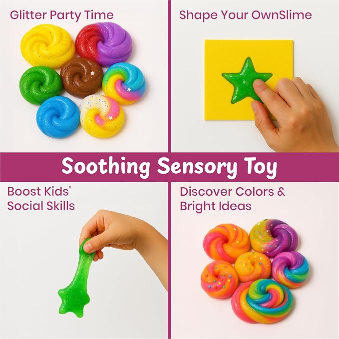 DIY Slime Making Kit for Kids 4+ Years, Create Glitters, Includes Moulds | Unicorn Dinosaur Mermaid Themes, Instruction Manual & Collectibles Inside, Birthday Gift for Boys & Girls