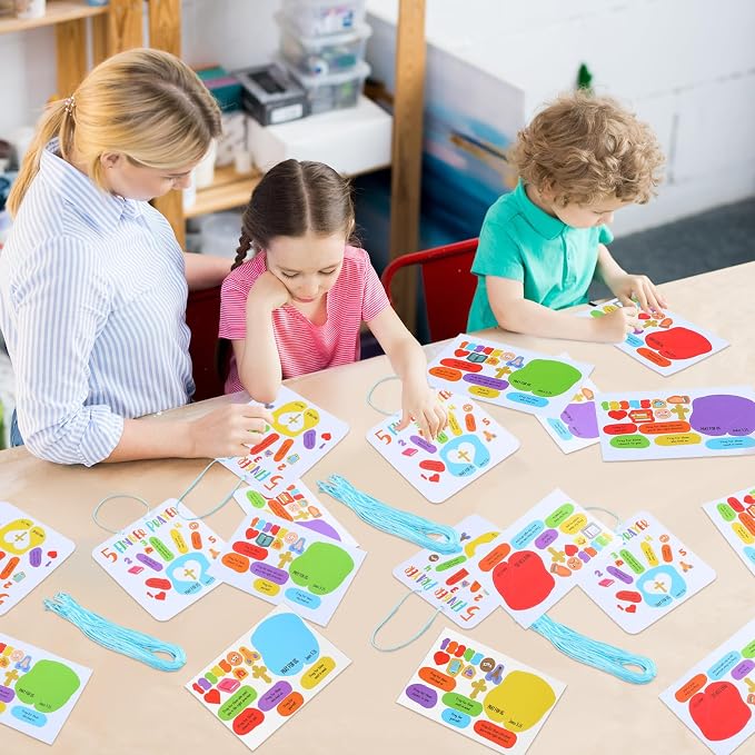 MotiMind 30 Sets Sunday School Crafts for Kids Christian 5 Finger Prayer Handprint DIY Crafts Religious Bible Verse Arts Make Your Own Finger Prayer Gift for Church Classroom Home Activities