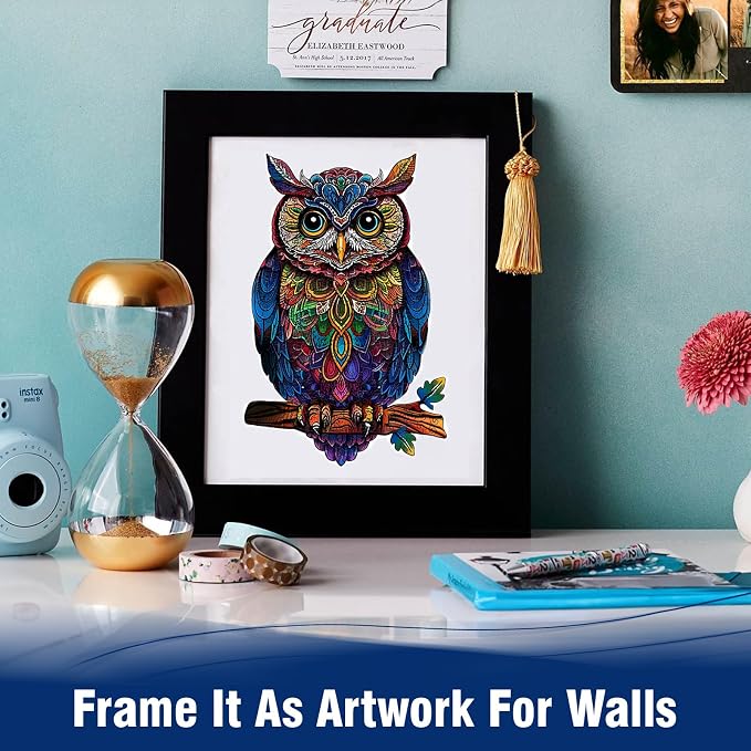 Wooden Puzzles for Adults, Unique Shaped Animal Jigsaw Puzzles, Owl Wood Puzzles Adult, Birthday Gifts for Adult and Kids, 200 Piece 11.2"×7.3"